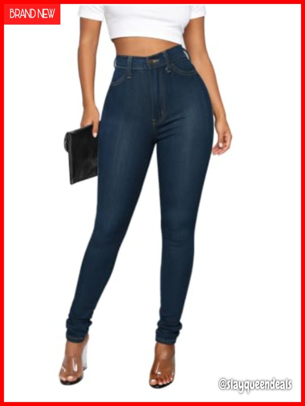 High Waisted Skinny Jeans Butt Lifting Tummy Control Stretch Denim